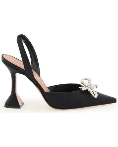 AMINA MUADDI Rosie Satin Slingback Court Shoes - Black