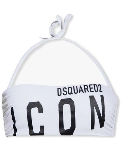 DSquared² Logo-printed Swimsuit Top - White