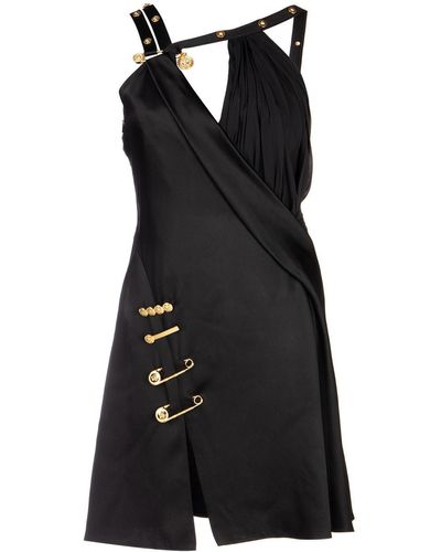 Versace Safety Pin Embellished Dress - Black