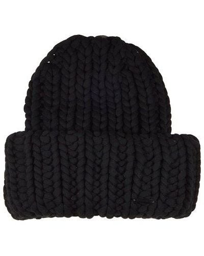 DSquared² Logo-plaque Ribbed-knitted Beanie Hat - Black