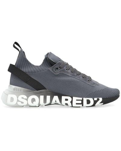 DSquared² Logo Printed Almond Toe Trainers - Grey