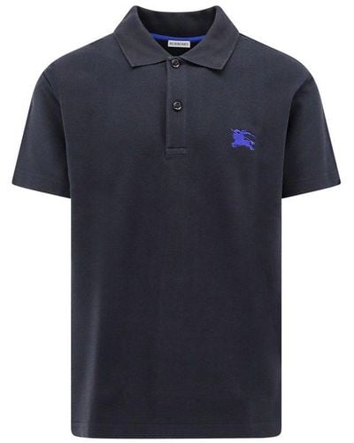 Burberry Ekd-embroidered Short Sleeved Polo Shirt - Blue