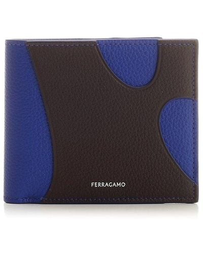 Ferragamo Black Wallet With Blue Cut Out