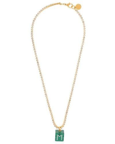 Marni Embellished Dice Charm Chain Necklace - White