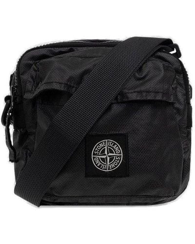 Stone Island Logo-patch Zipped Messenger Bag - Black