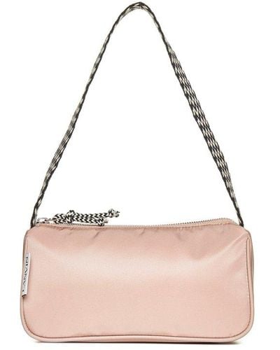 Lanvin Logo Patch Zip-up Shoulder Bag - Pink