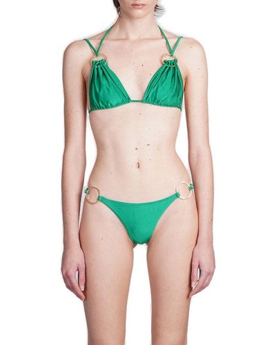 Cult Gaia Golda Gathered Bikini Top - Green