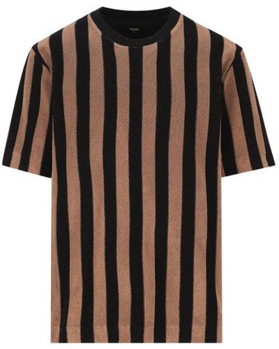 Fendi Pequin Terry Crewneck T-shirt - Brown