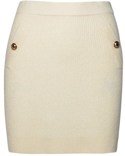 Michael Kors Ivory Cashmere Blend Miniskirt - Natural
