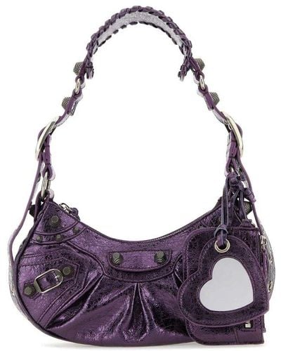 Balenciaga Purple Nappa Leather Le Cagole Xs Shoulder Bag