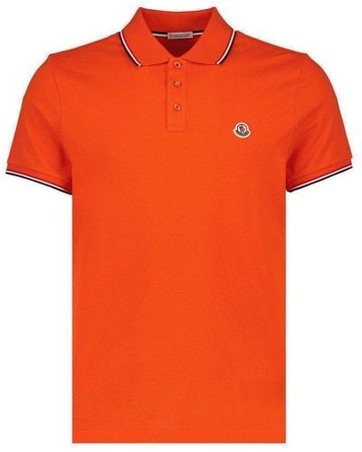 Moncler Logo Patch Short-sleeved Polo Shirt - Orange