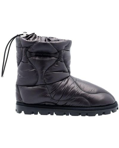 Miu Miu Quilted Padded Boots - Blue