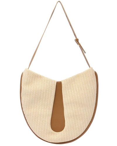 THEMOIRÈ Interwoven Panelled Magnetic Fastened Shoulder Bag - Natural