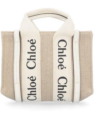 Chloé Mini Woody Tote Bag - White