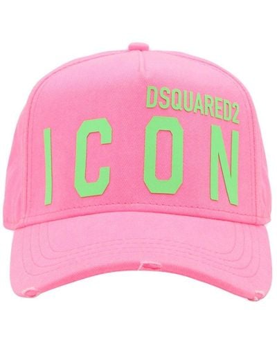 DSquared² Logo-printed Distressed Baseball Cap - Pink