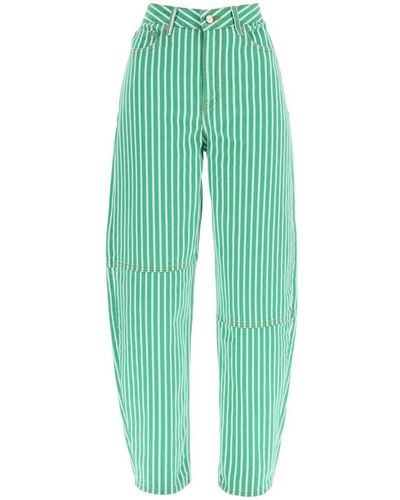 Ganni 'stary' Striped Relaxed-fit Jeans - Green