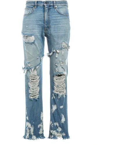 Just Cavalli Distressed Straight Fit Jeans - Blue