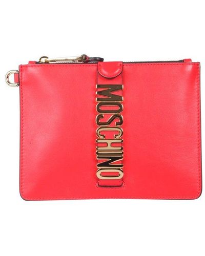 Moschino Mini Leather Clutch - Red