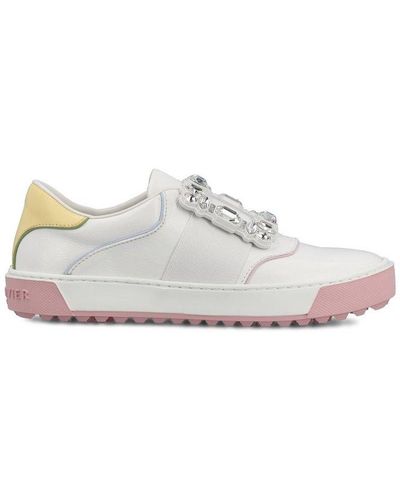 Roger Vivier Strass Buckle Low-top Sneakers - White