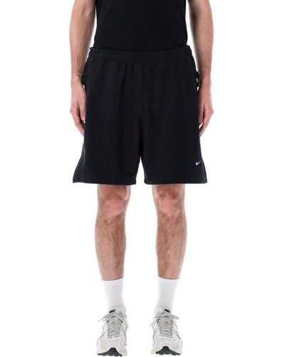 Nike Solo Swoosh Embroidered Fleece Shorts - Black