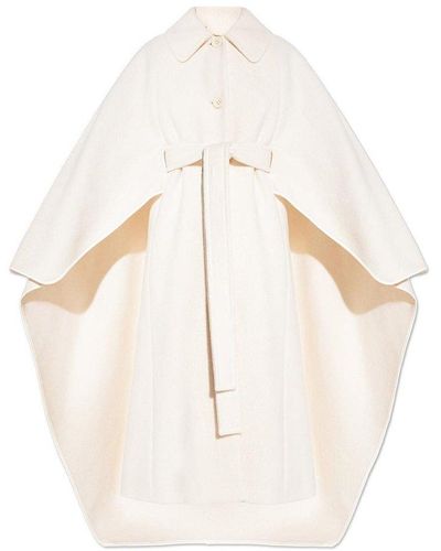 Chloé Belted Long Cape - White