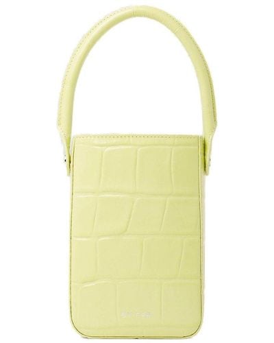 BY FAR Mini Note Embossed Tote Bag - Yellow