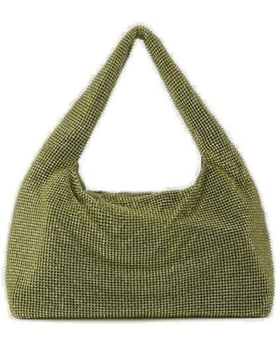 Kara Embellished Single Top Handle Shoulder Bag - Green