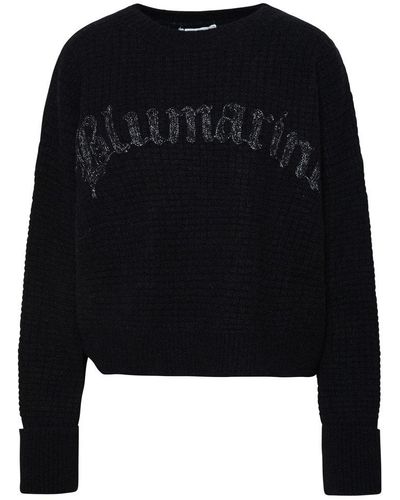 Blumarine Logo Embroidered Crewneck Sweatshirt - Black