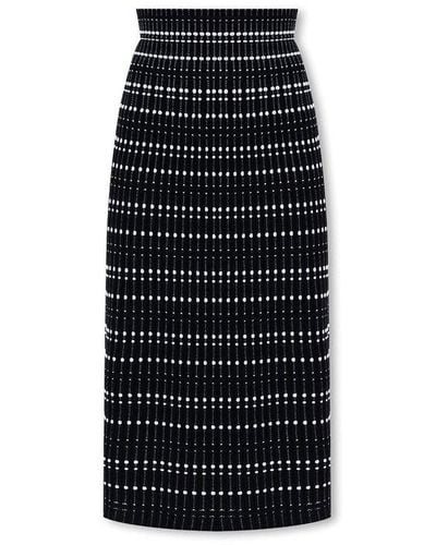 Alexander McQueen High-waisted Rib-knit Midi Skirt - Black