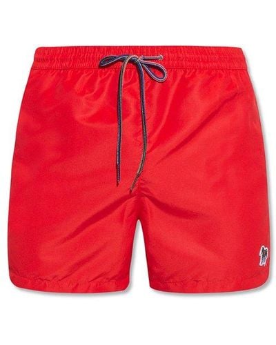 Paul Smith Swim Shorts With Logo - Red