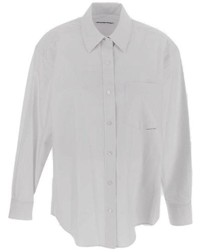T By Alexander Wang Logo Tag Buttoned Shirt - White
