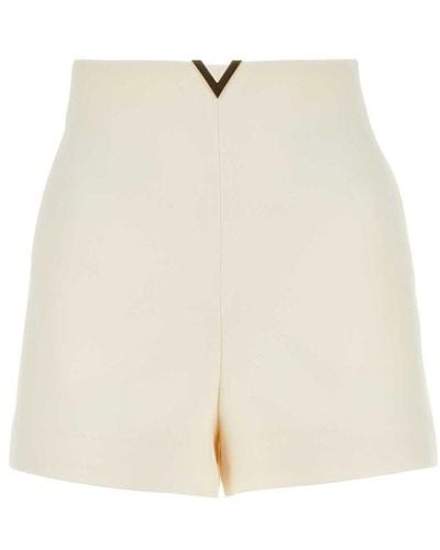 Valentino Crepe Couture Logo Plaque Shorts - White