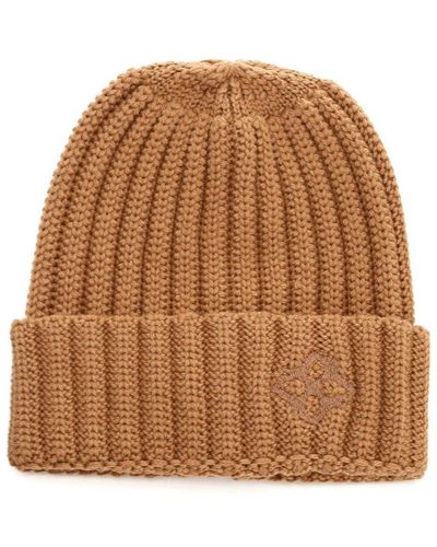 Tagliatore Logo Embroidered Knitted Beanie - Brown