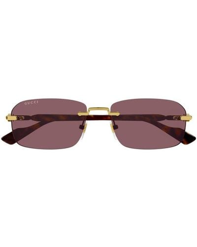 Gucci Rectangular Frame Sunglasses - Metallic