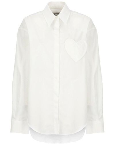 Moschino Jeans Heart-patch Long-sleeved Shirt - White