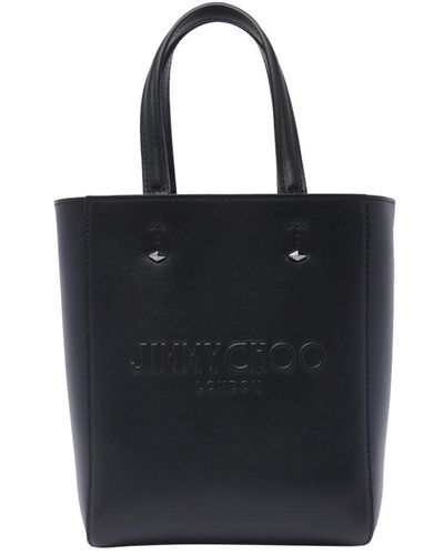Jimmy Choo Small Lenny Logo Embossed Tote Bag - Black
