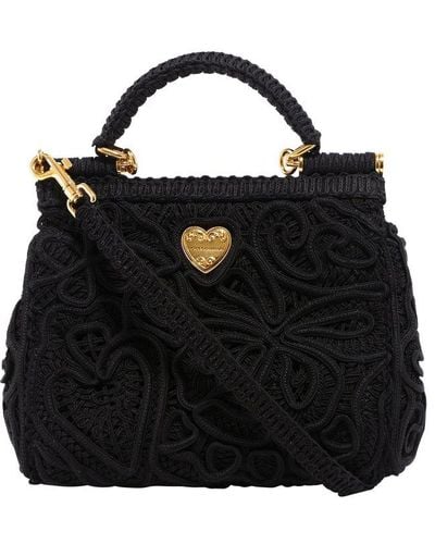 Dolce & Gabbana Devotion Lace Shoulder Bag - Black