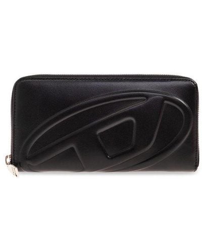 DIESEL Long Zip Wallet With Embossed Logo - Black