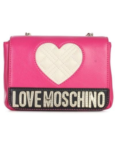 Love Moschino Big Quilted Heart Clutch Bag - Pink