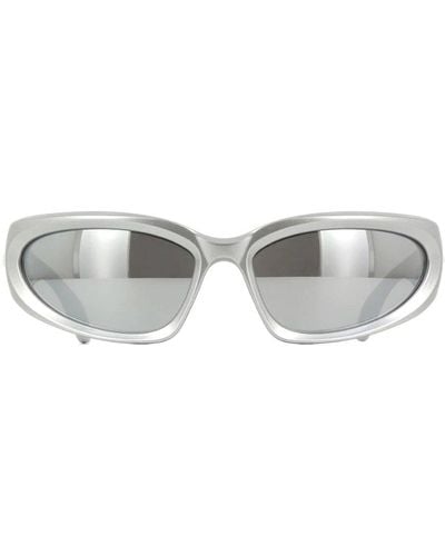 Balenciaga Swift Oval Frame Sunglasses - Gray
