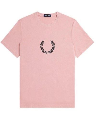 Fred Perry Logo-printed Crewneck T-shirt - Pink