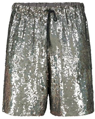 Dries Van Noten Sequin Embellished Drawstring Shorts - Grey