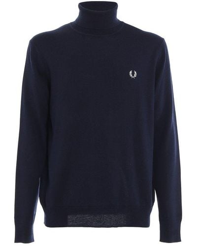 Fred Perry Roll Neck Jumper - Blue