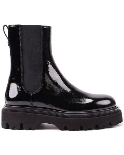 Casadei Round-toe Slip-on Boots - Black