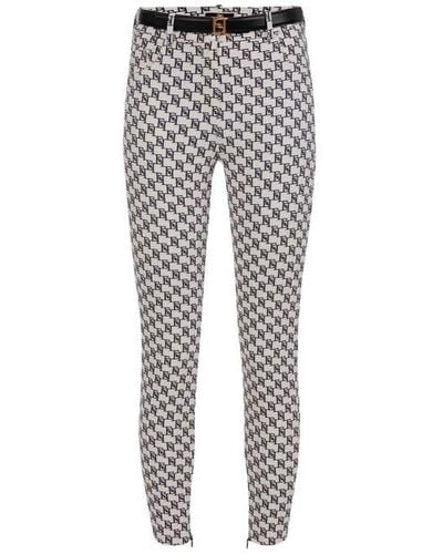 Elisabetta Franchi All-over Logo Printed Belted Trousers - Grey