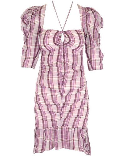Isabel Marant Check Pattern Short Sleeved Dress - Pink
