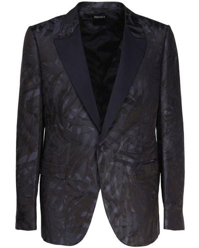 Zegna Linen And Silk Elegant Jacket - Black