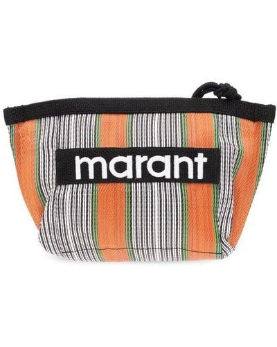 Isabel Marant Logo Patch Striped Clutch Bag - White