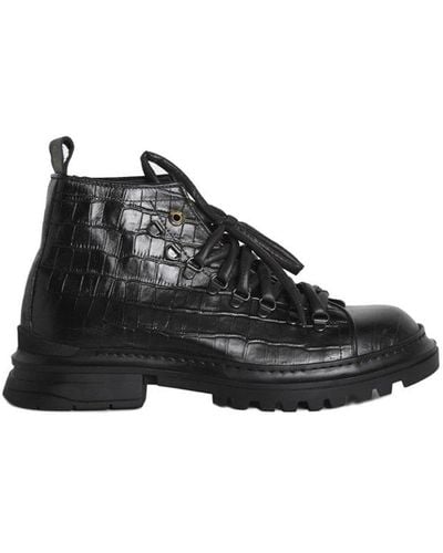 Giuliano Galiano Round Toe Lace-up Boots - Black