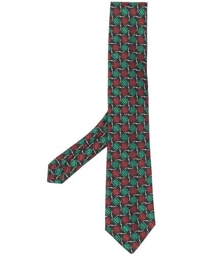 Etro Geometric-pattern Silk Tie - Green
